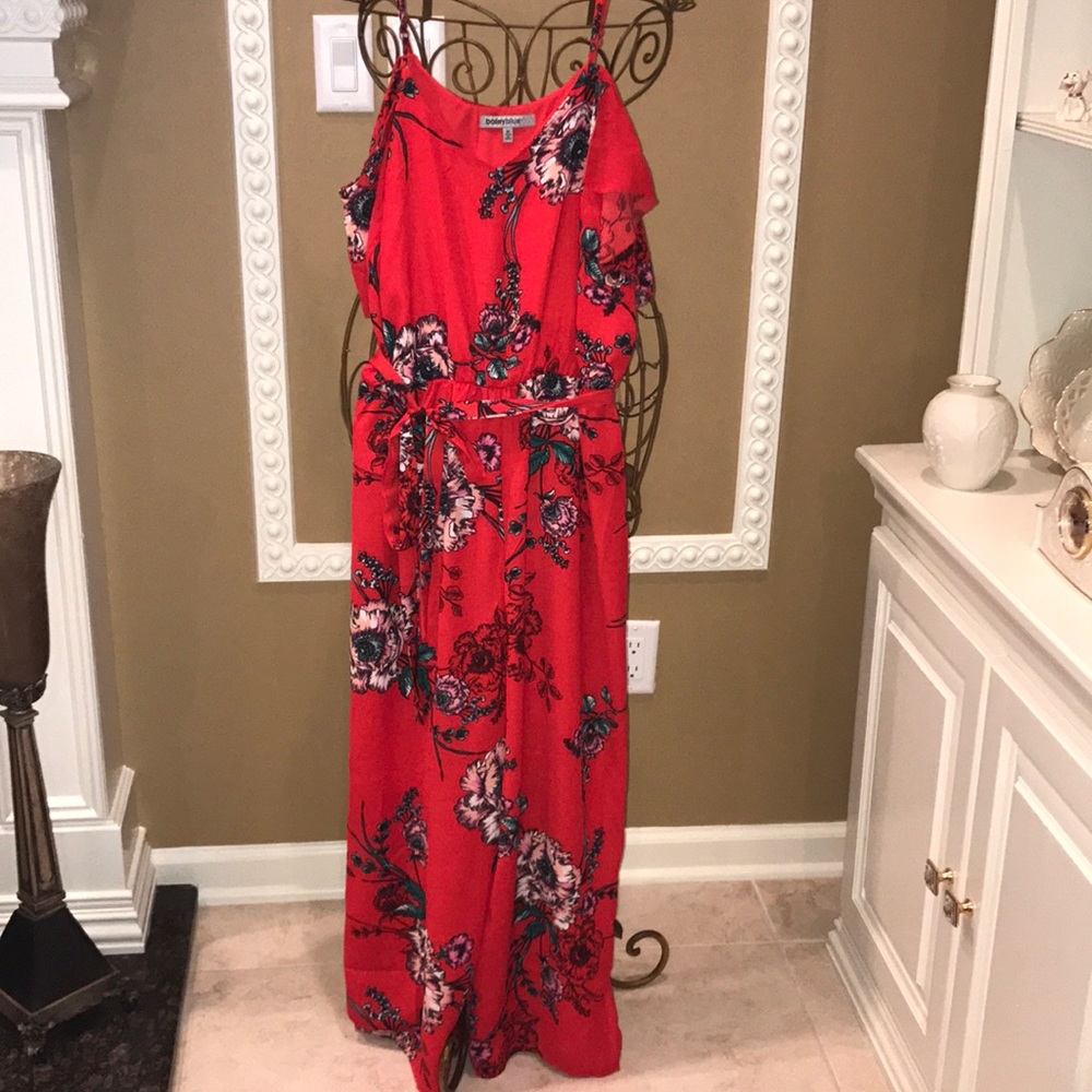 Red floral jumpsuit